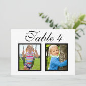 Elegante bruiloft foto zwart wit tafel nummer kaart (Staand voorkant)