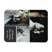Elegante bruiloft fotocollage met aangepaste namen magneet (Horizontaal)