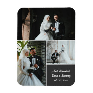 Elegante bruiloft fotocollage met aangepaste namen magneet