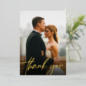 Elegante bruiloft foto's Modern script Folie Feestdagenkaart (Staand Voorkant)