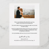 Elegante bruiloft foto's Modern script Folie Feestdagenkaart (Achterkant)