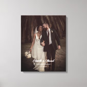 Elegante bruiloft fotoscript paar namen en datum canvas afdruk (Voorkant)