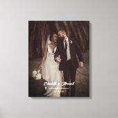 Elegante bruiloft fotoscript paar namen en datum canvas afdruk (Voorkant)