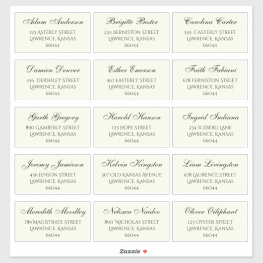 Elegante Bruiloft Gast Individuele Namen en Adres Sticker (Vel)