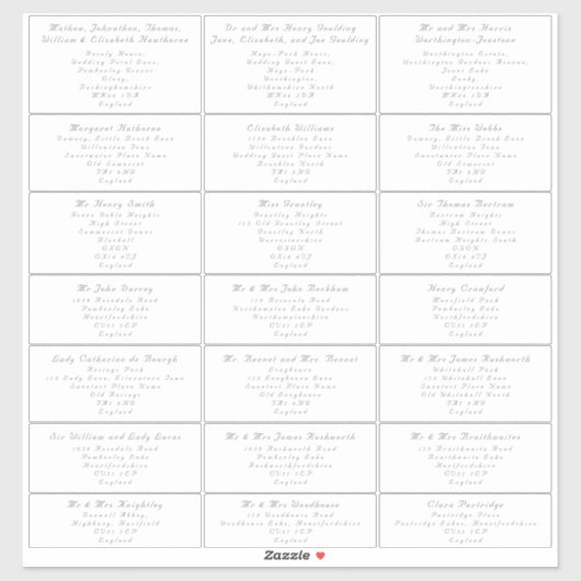 Elegante Bruiloft Gast Lange Adresetiketten Sticker (Vel)