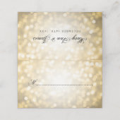 Elegante bruiloft gast plaats kaart goud bokeh lic plaatskaartje (Buitenkant ongevouwen)