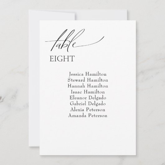 Elegante Bruiloft Gast Zittafel Nummer Kaart (Voorkant)