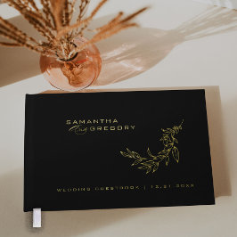 Elegante bruiloft gastenboek Monogram Gold Folie