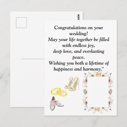 Elegante bruiloft Gefeliciteerd Kaart | Romantisch (Voorkant / Achterkant)