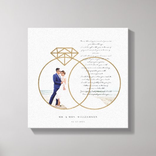 Elegante bruiloft geloften gouden diamanten ringen canvas afdruk (Voorkant)