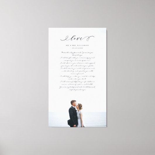 Elegante bruiloft geloften liefde script minimale canvas afdruk (Voorkant)