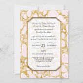 Elegante bruiloft gemarmerd marmer papier Roos gou Kaart (Voorkant)