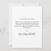 Elegante bruiloft gepersonaliseerde 4 foto collage bedankkaart (Achterkant)