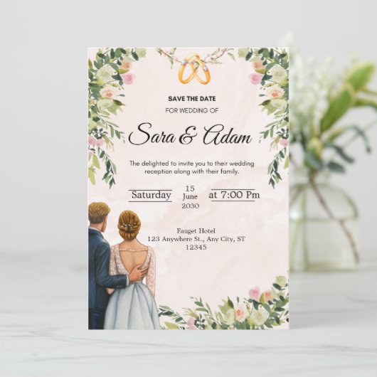 Elegante bruiloft Giftful uitnodiging (Staand voorkant)