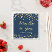 Elegante bruiloft Gold Faux Glitter Confetti Navy Servetten (Insitu)