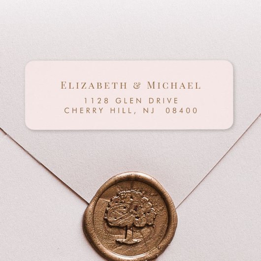 Elegante bruiloft goud roze retour adres etiket