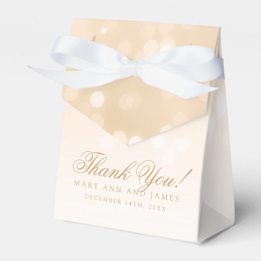 Elegante Bruiloft Gouden Bokeh Sparkle Lights Bedankdoosjes (Voorkant Zijde)