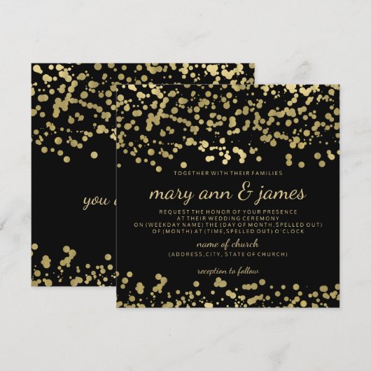 Elegante bruiloft gouden folie look Confetti Kaart (Voorkant / Achterkant)