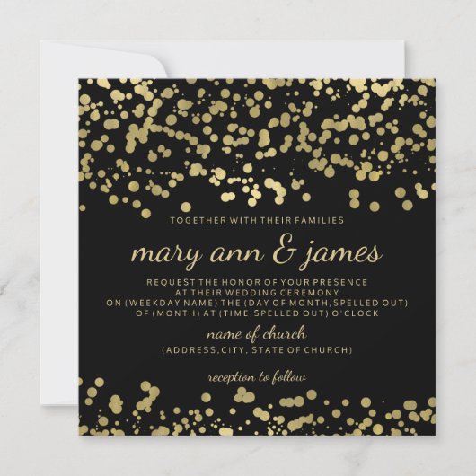 Elegante bruiloft gouden folie look Confetti Kaart (Voorkant)