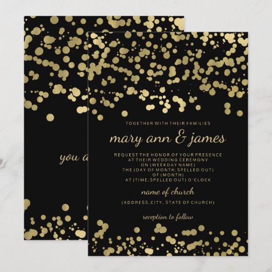 Elegante bruiloft gouden folie look Confetti Kaart (Voorkant / Achterkant)