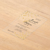 Elegante bruiloft gouden glitter Confetti thema Acryl Uitnodigingen (Laagn)