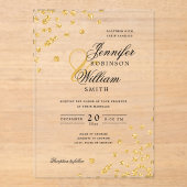 Elegante bruiloft gouden glitter Confetti thema Acryl Uitnodigingen (Voorkant)
