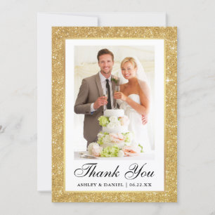Elegante bruiloft Gouden Glitter Lijst Foto Bedankkaart