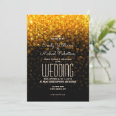 Elegante bruiloft gouden lichten bokeh achtergrond kaart (Staand voorkant)