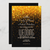 Elegante bruiloft gouden lichten bokeh achtergrond kaart (Voorkant / Achterkant)