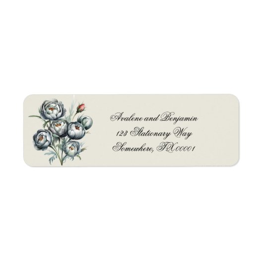 Elegante bruiloft groen en grijs boeket adres etiket (Voorkant)