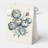 Elegante bruiloft groen en grijs boeket bedankdoosjes (Achterkant)