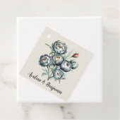 Elegante bruiloft groen en grijs boeket bedankjes labels (In situ)