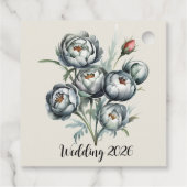 Elegante bruiloft groen en grijs boeket bedankjes labels (Achterkant)