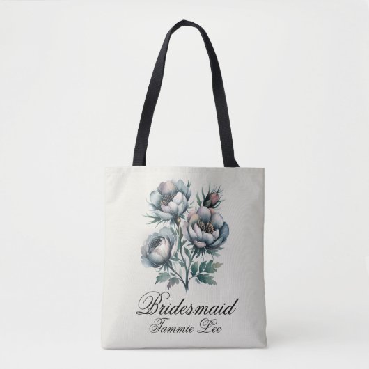 Elegante bruiloft groen en grijs boeket bruidsmeis tote bag (Voorkant)