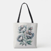 Elegante bruiloft groen en grijs boeket bruidsmeis tote bag (Achterkant)