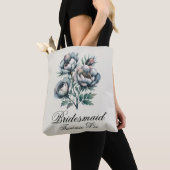 Elegante bruiloft groen en grijs boeket bruidsmeis tote bag (Dichtbij)