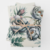 Elegante bruiloft groen en grijs boeket inpakpapier vel (In situ)