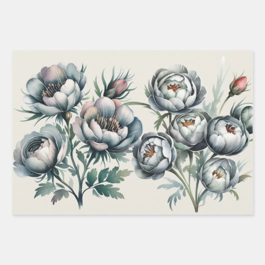 Elegante bruiloft groen en grijs boeket inpakpapier vel (Voorkant)