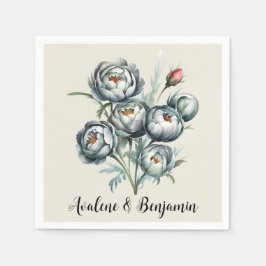 Elegante bruiloft groen en grijs boeket servet