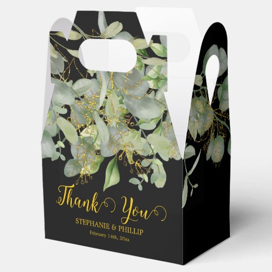 Elegante bruiloft groen Eucalyptus gebladerte brui Bedankdoosjes (Geopend)