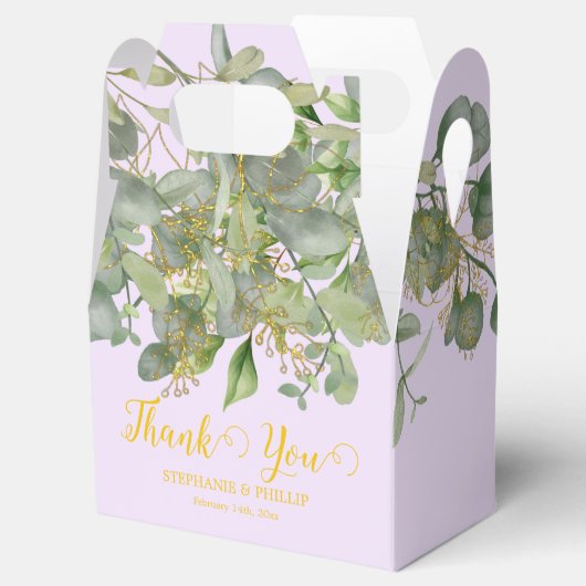 Elegante bruiloft groen Eucalyptus gebladerte brui Bedankdoosjes (Geopend)