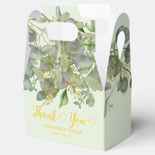 Elegante bruiloft groen Eucalyptus gebladerte brui Bedankdoosjes (Geopend)