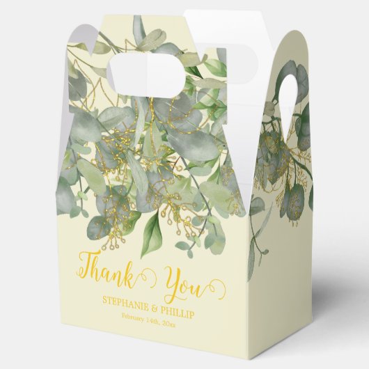 Elegante bruiloft groen Eucalyptus gebladerte brui Bedankdoosjes (Geopend)