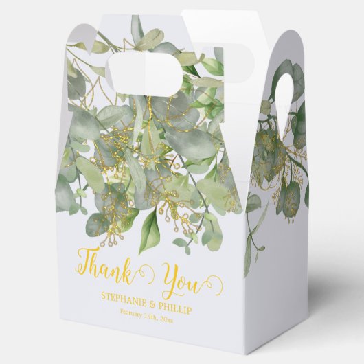 Elegante bruiloft groen Eucalyptus gebladerte brui Bedankdoosjes (Geopend)