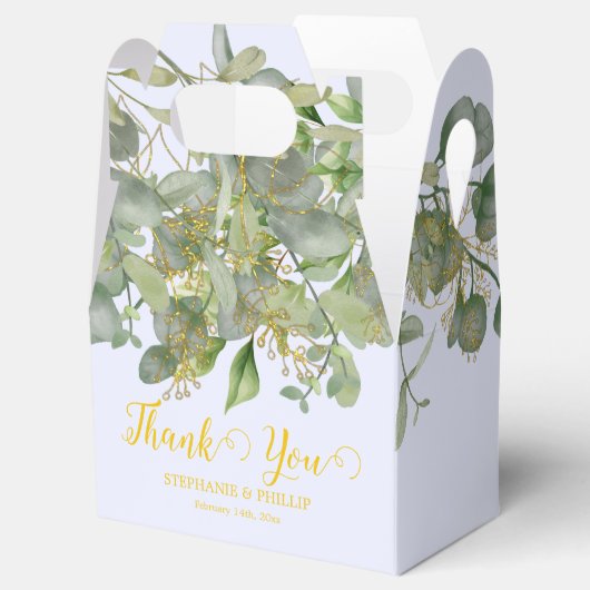 Elegante bruiloft groen Eucalyptus gebladerte brui Bedankdoosjes (Geopend)