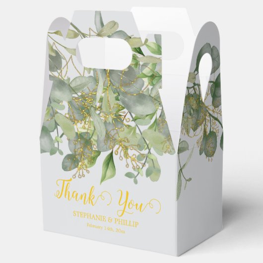 Elegante bruiloft groen Eucalyptus gebladerte brui Bedankdoosjes (Geopend)