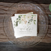 Elegante bruiloft groen loof cocktail wit servet