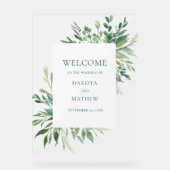 Elegante bruiloft groen welkom acryl bord (Voorkant)