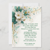 Elegante bruiloft groen wit gouden bloemen kaart (Achterkant)