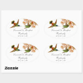 Elegante bruiloft Groene kolibrie Blush Roze Ovale Sticker (Vel)
